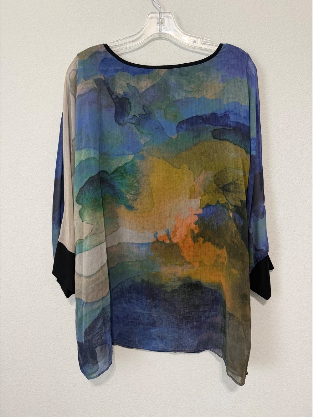 Soft Surroundings Cold Shoulder Round Neck Semi-Sheer Tunic Blouse Size L - Picture 2 of 9